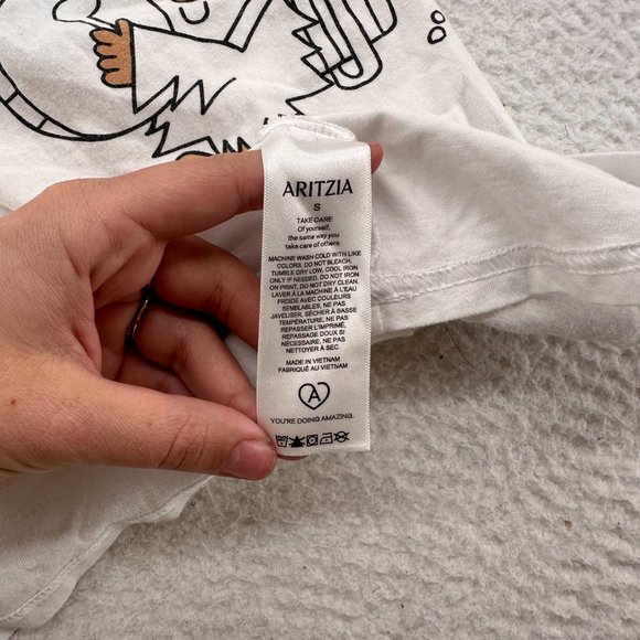 Aritzia | Women's Short Sleeve White Graphic Tee Band Instruments Size Small - Picture 8 of 11